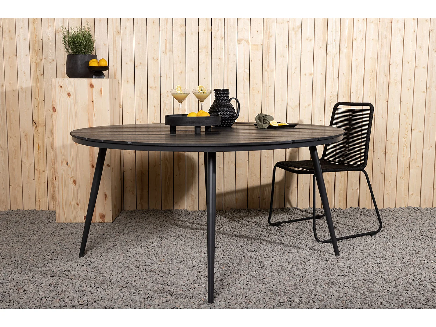 Break eettafel tuin Ø150cm zwart.