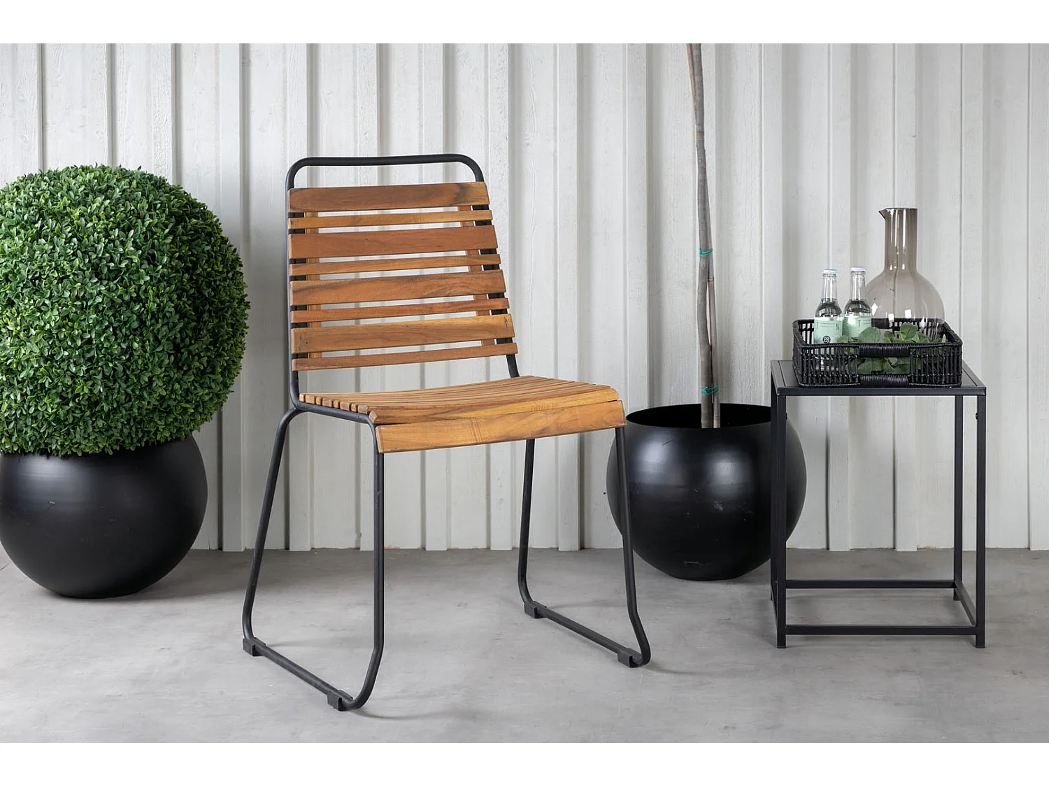 Bois tuinstoel stapelbaar acacia, zwart.