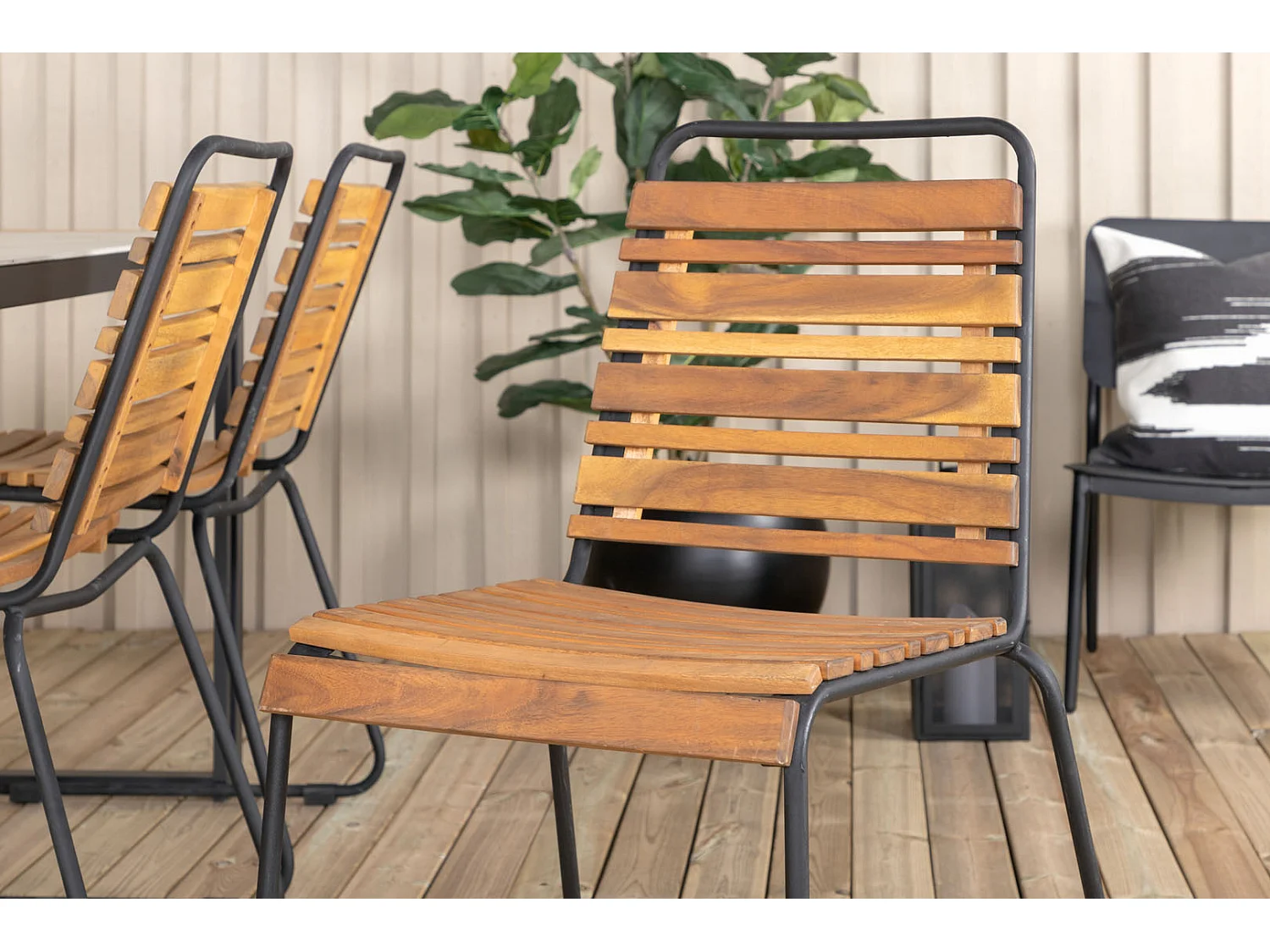 Bois tuinstoel stapelbaar acacia, zwart.