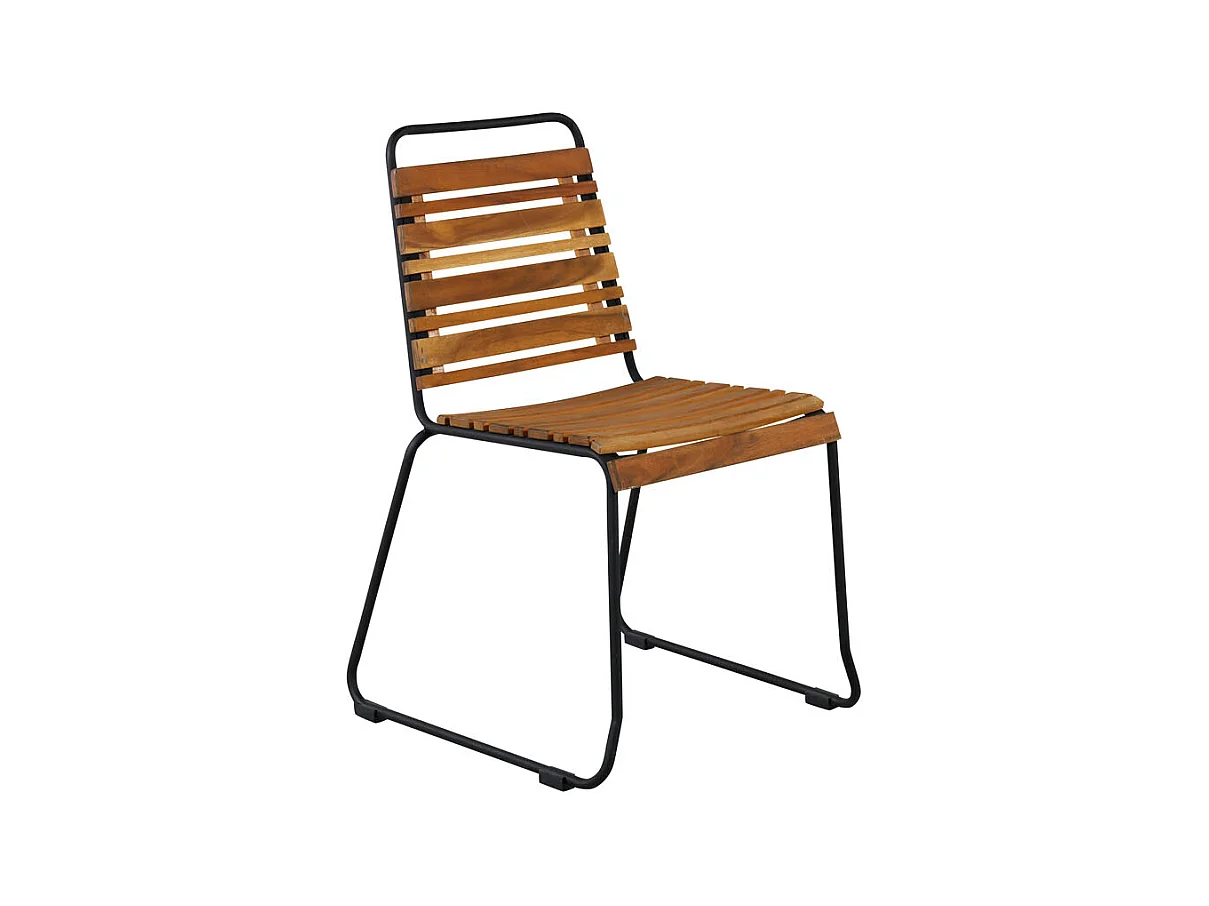 Bois Chaise de jardin empilable, acacia, noir.