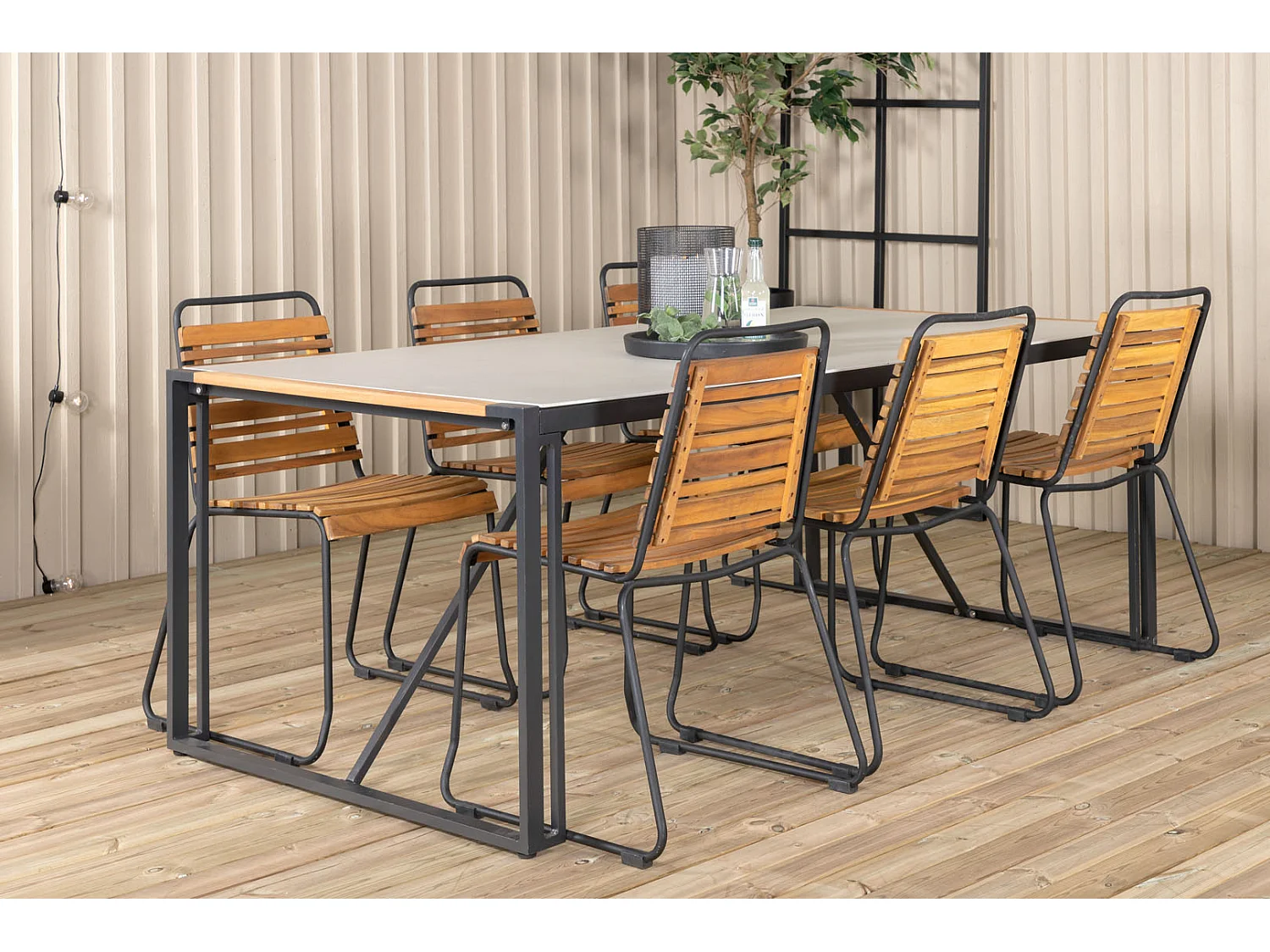 Bois tuinstoel stapelbaar acacia, zwart.