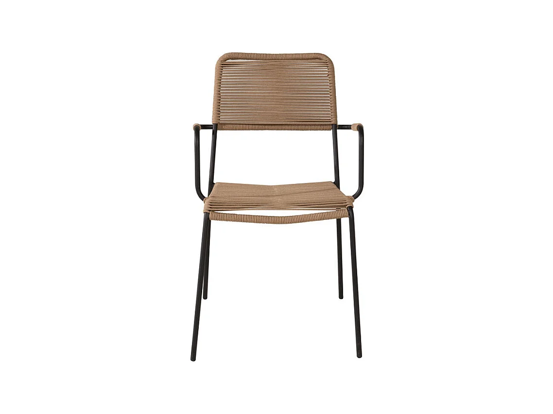 Lindos Chaise de jardin avec accoudoirs empilable, noir.