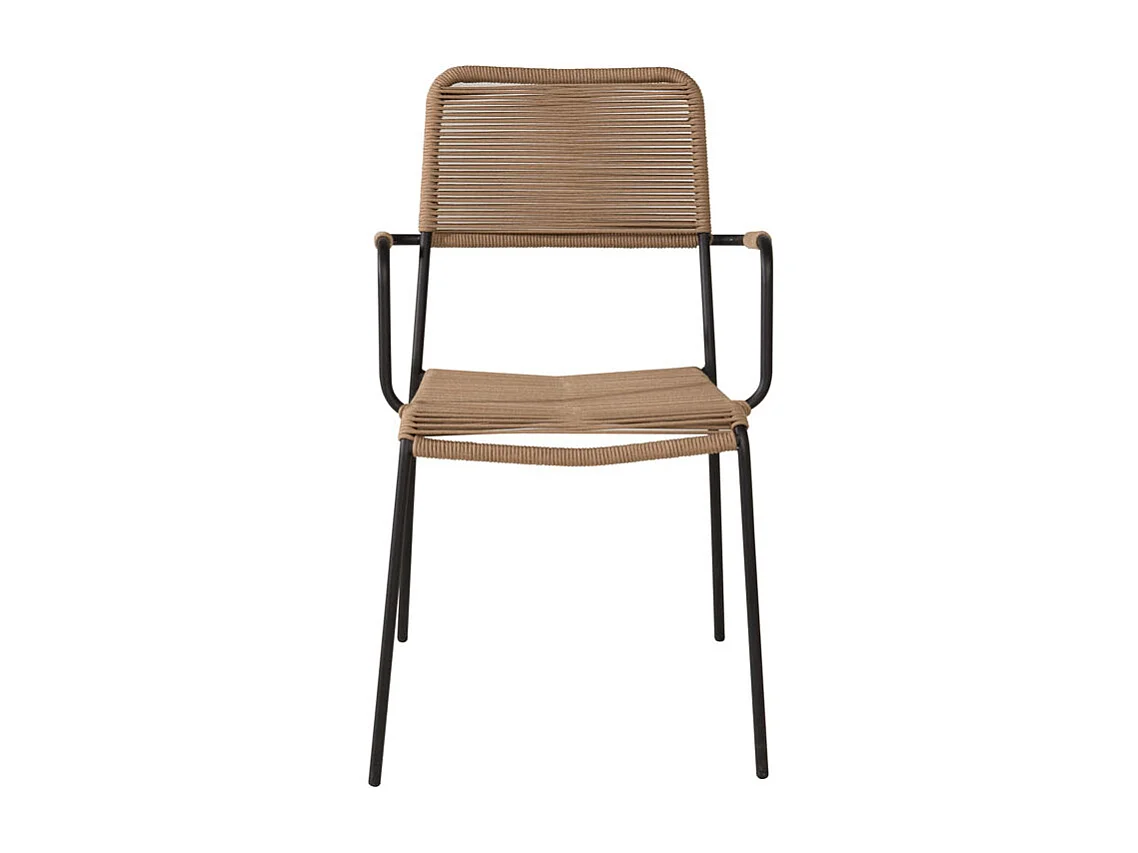 Lindos Chaise de jardin avec accoudoirs empilable, noir.