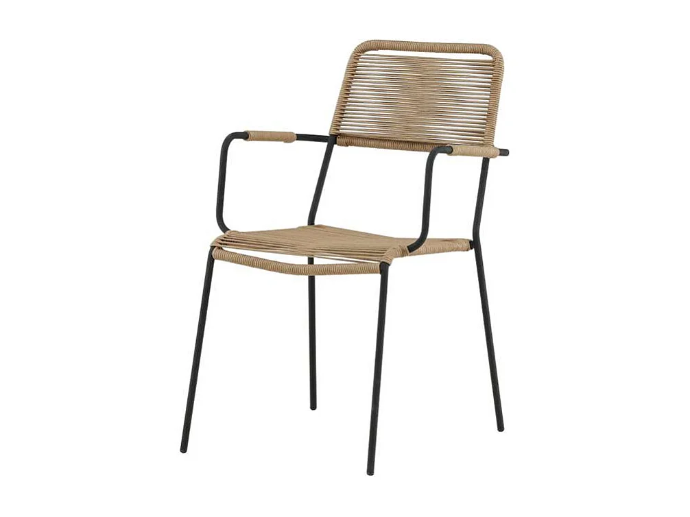 Lindos Chaise de jardin avec accoudoirs empilable, noir.