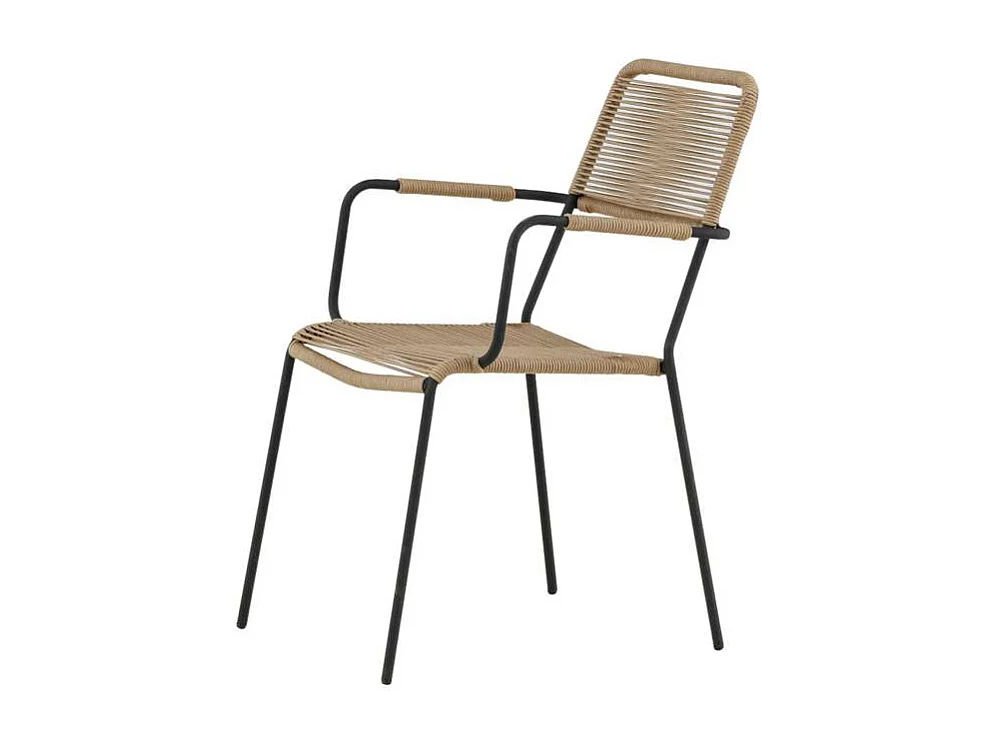 Lindos Chaise de jardin avec accoudoirs empilable, noir.