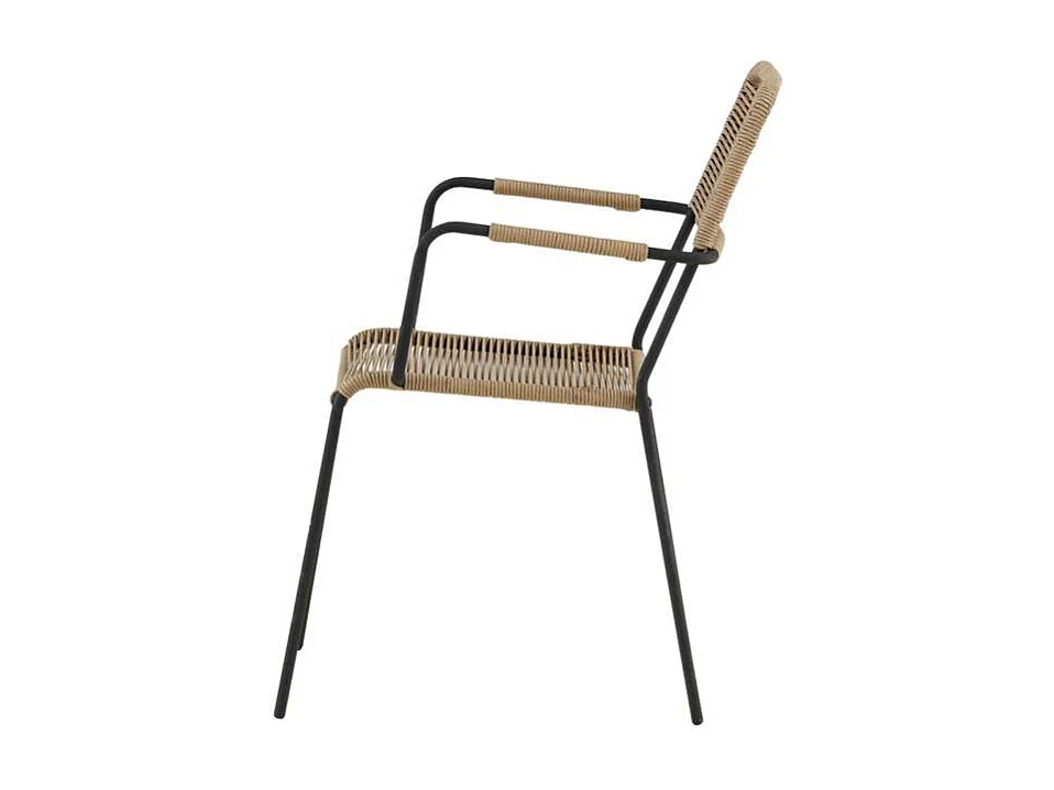 Lindos Chaise de jardin avec accoudoirs empilable, noir.