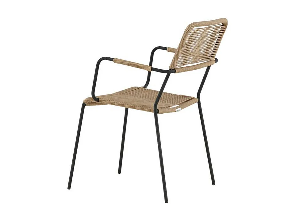 Lindos Chaise de jardin avec accoudoirs empilable, noir.