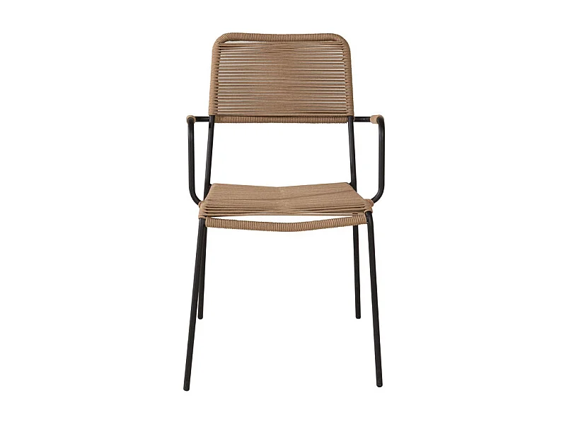 Lindos Gartenstuhl mit Armlehnen stapelbar schwarz.