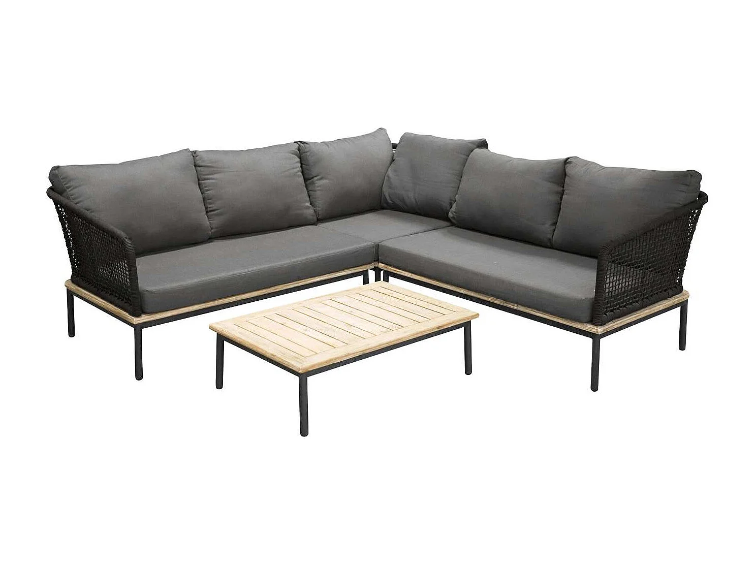 Salon d'Angle de Jardin en Bois "Andorra" 127cm Noir