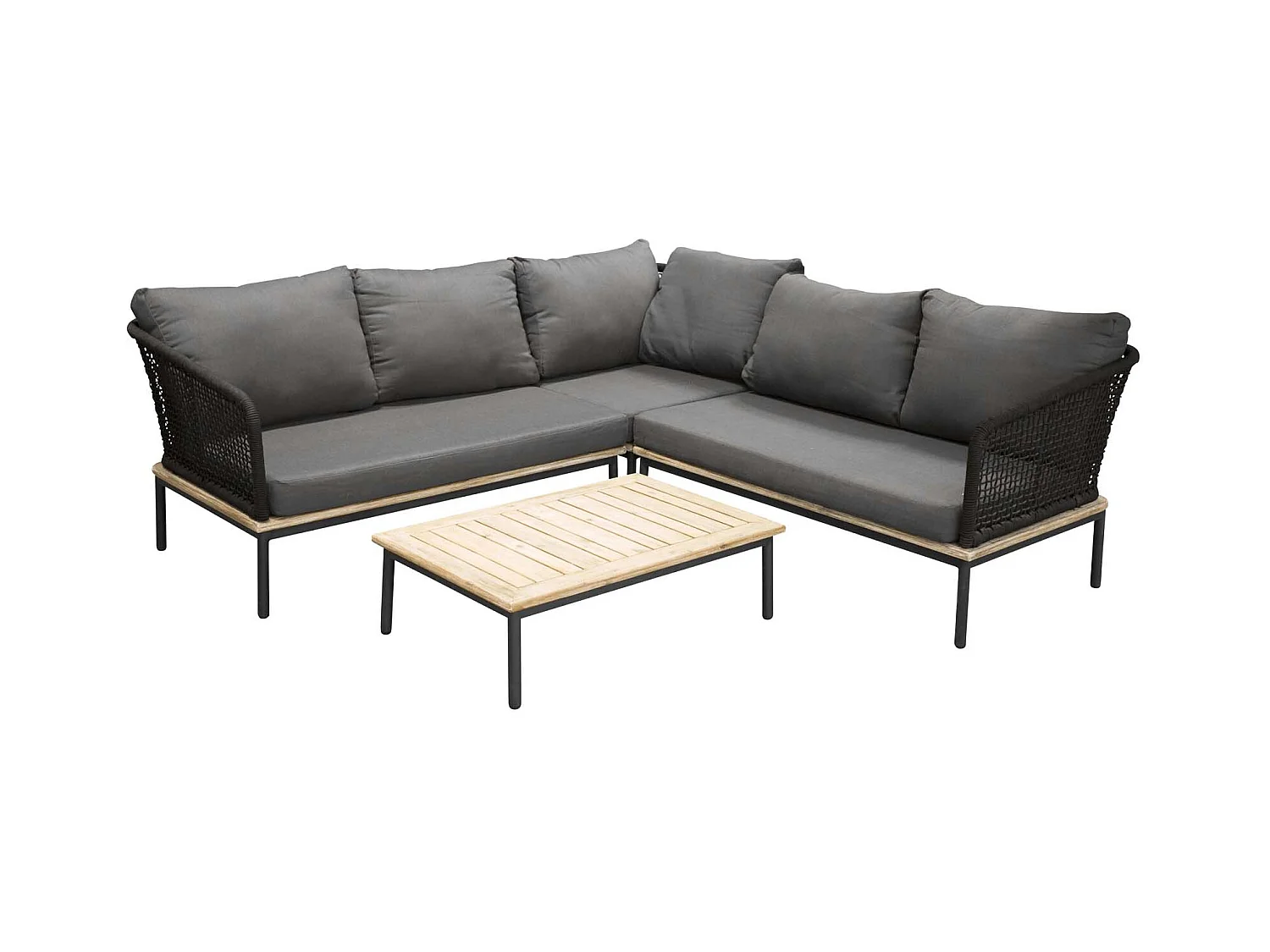 Salon d'Angle de Jardin en Bois "Andorra" 127cm Noir