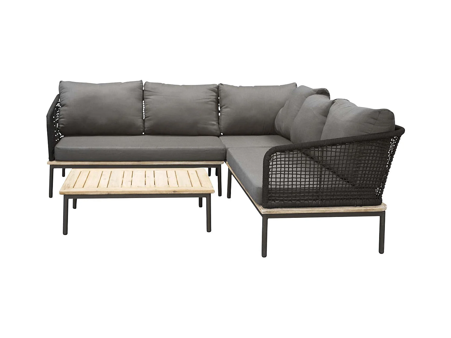 Salon d'Angle de Jardin en Bois "Andorra" 127cm Noir
