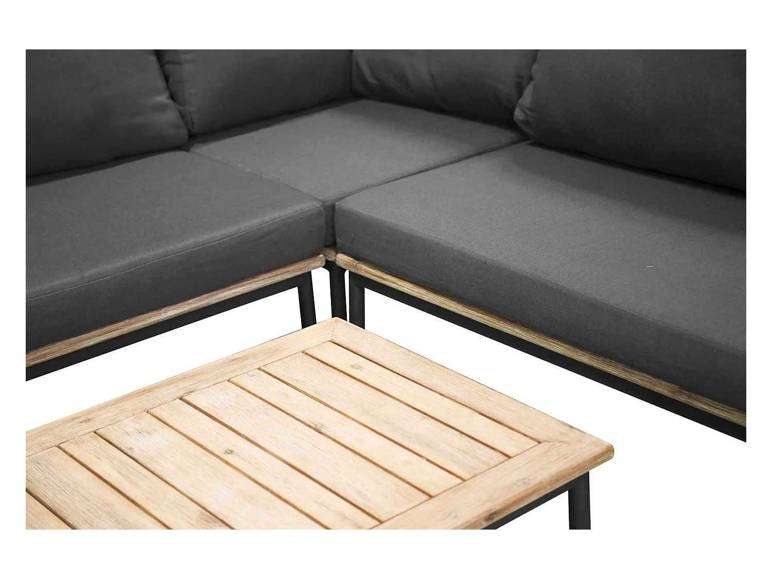 Salon d'Angle de Jardin en Bois "Andorra" 127cm Noir