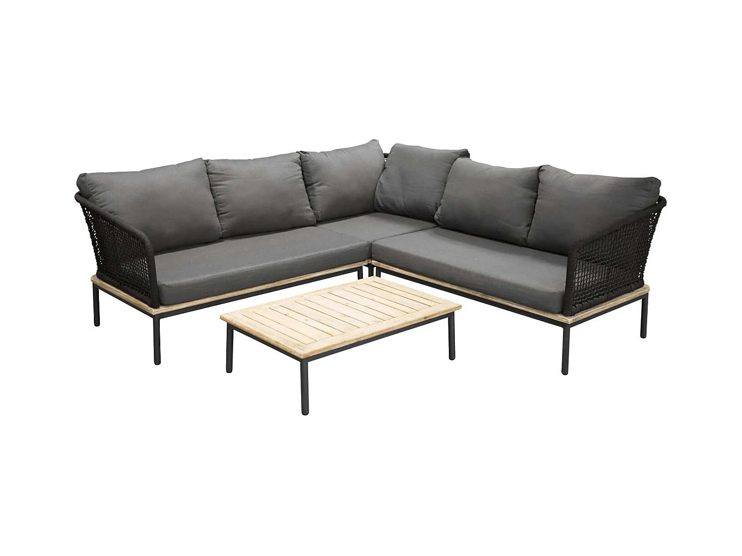 Salon d'Angle de Jardin en Bois "Andorra" 127cm Noir