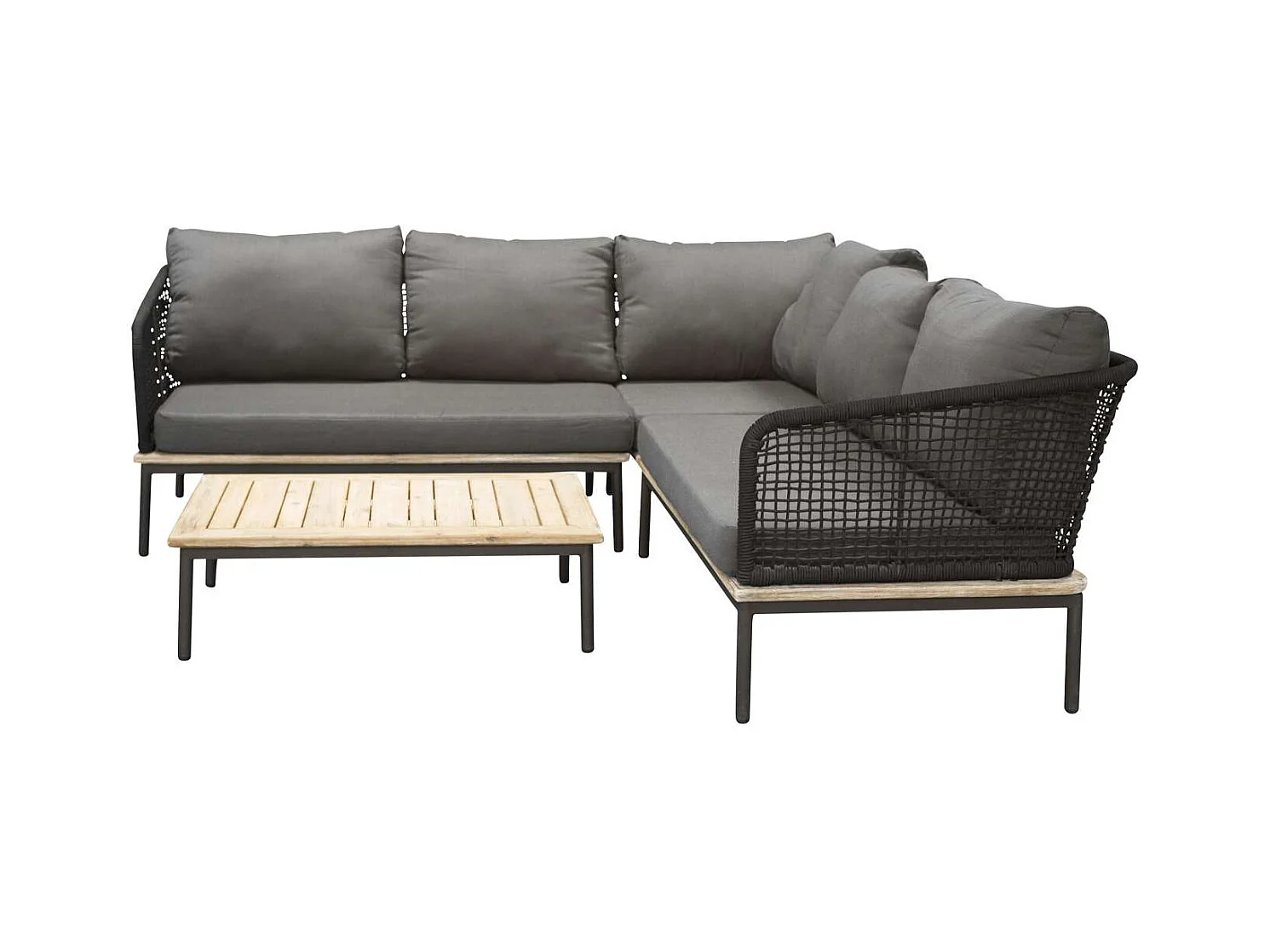 Salon d'Angle de Jardin en Bois "Andorra" 127cm Noir