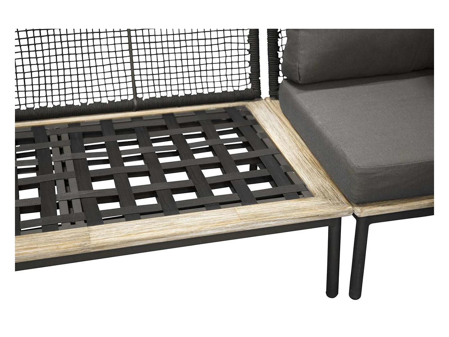 Salon d'Angle de Jardin en Bois "Andorra" 127cm Noir