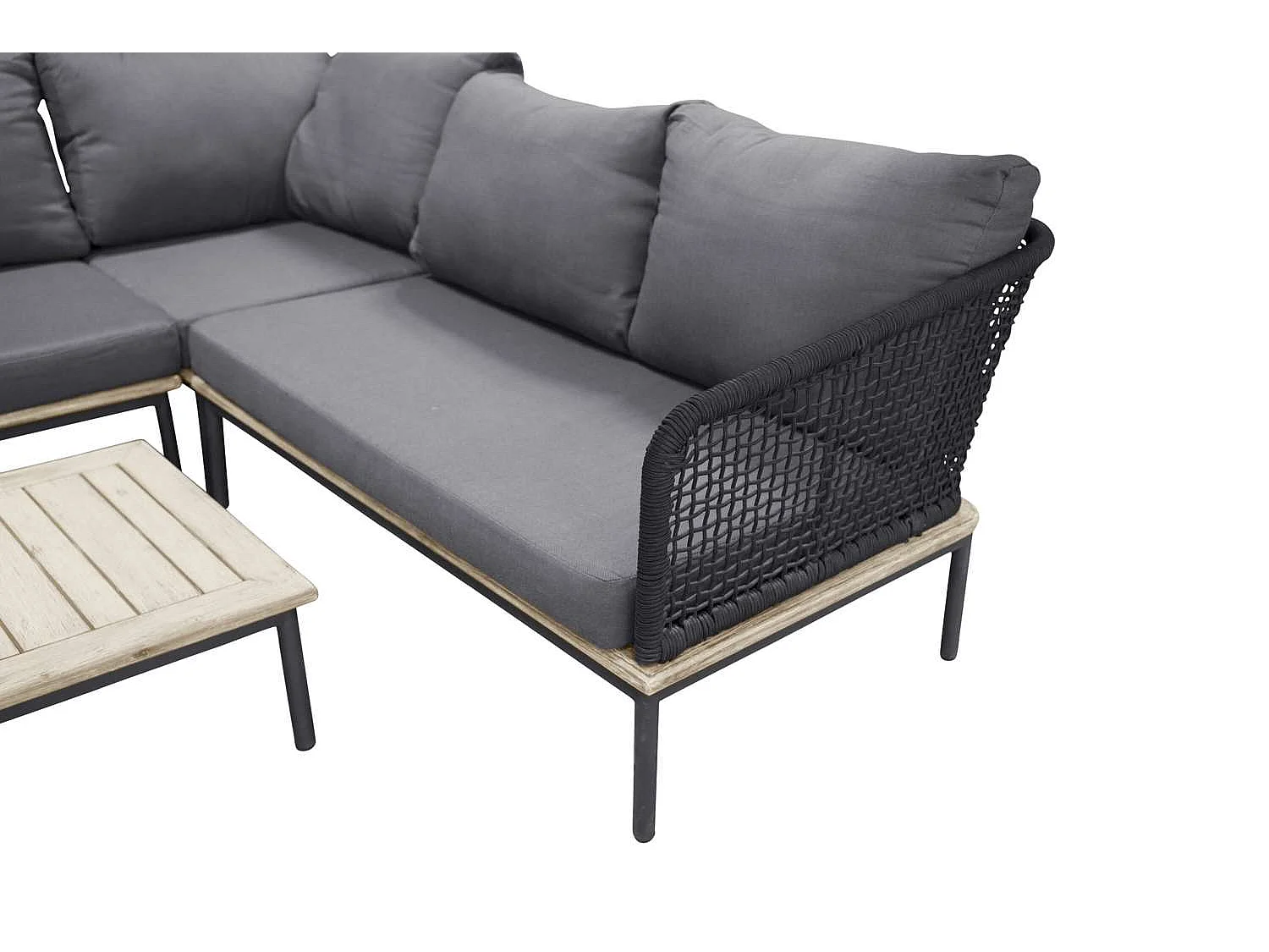 Salon d'Angle de Jardin en Bois "Andorra" 127cm Noir