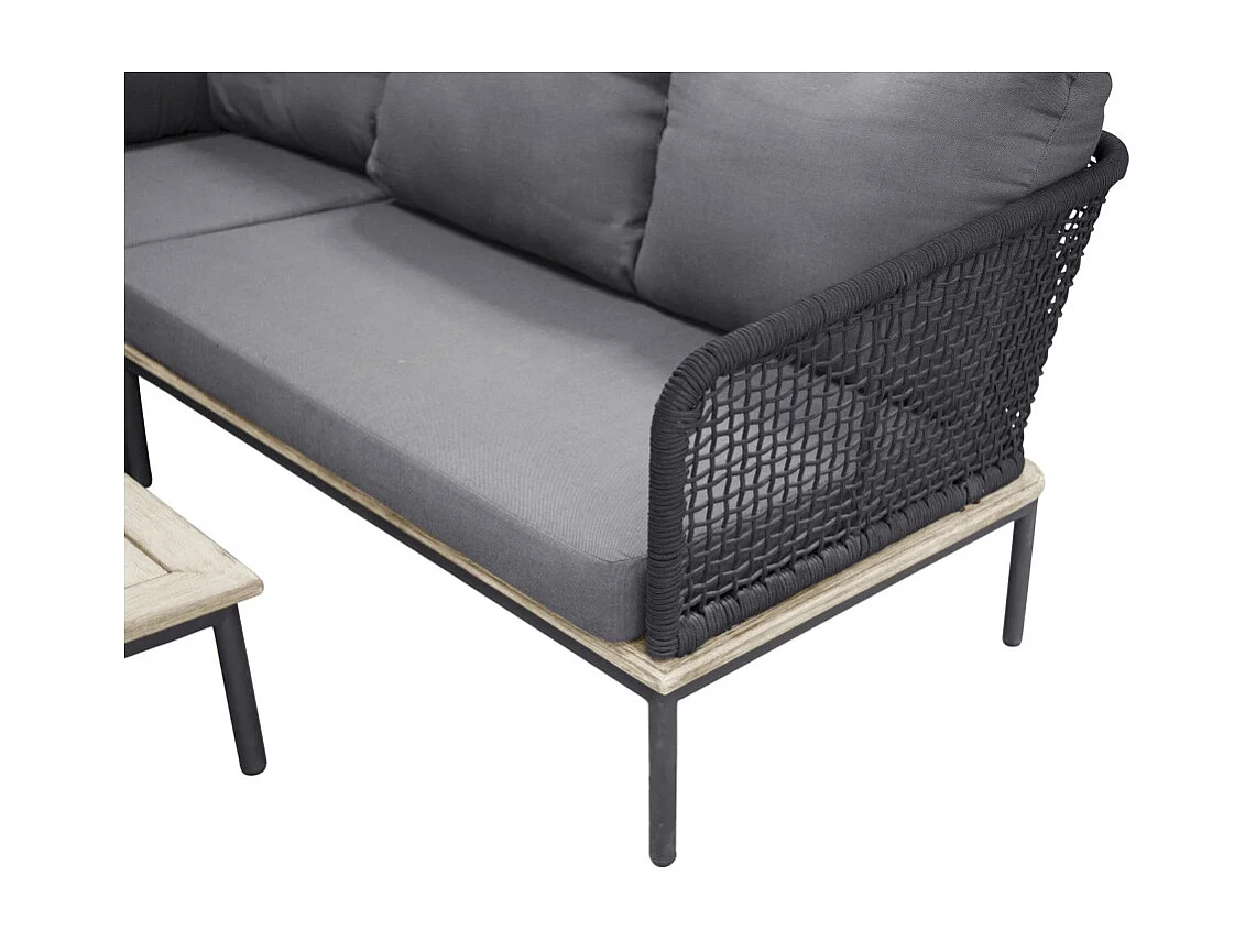 Salon d'Angle de Jardin en Bois "Andorra" 127cm Noir