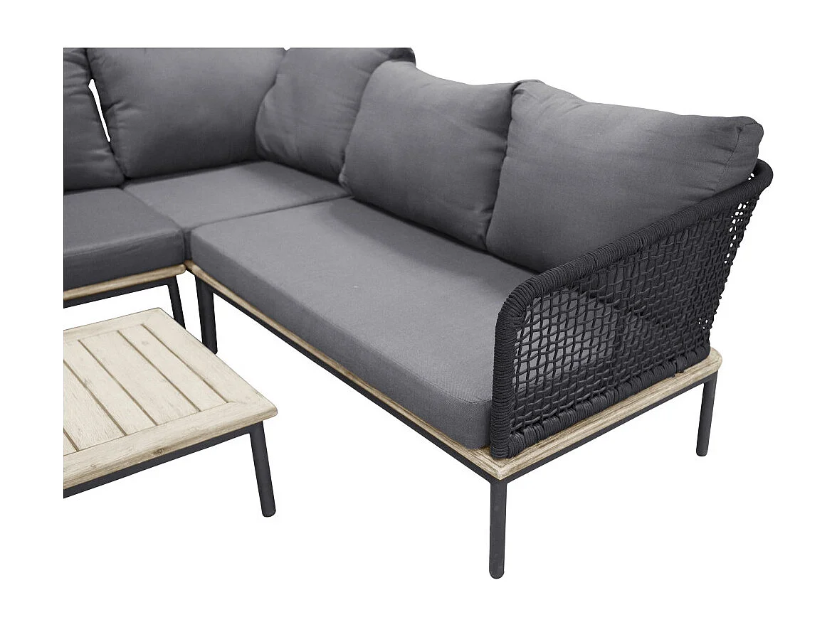 Salon d'Angle de Jardin en Bois "Andorra" 127cm Noir