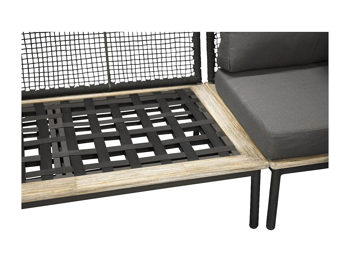 Salon d'Angle de Jardin en Bois "Andorra" 127cm Noir