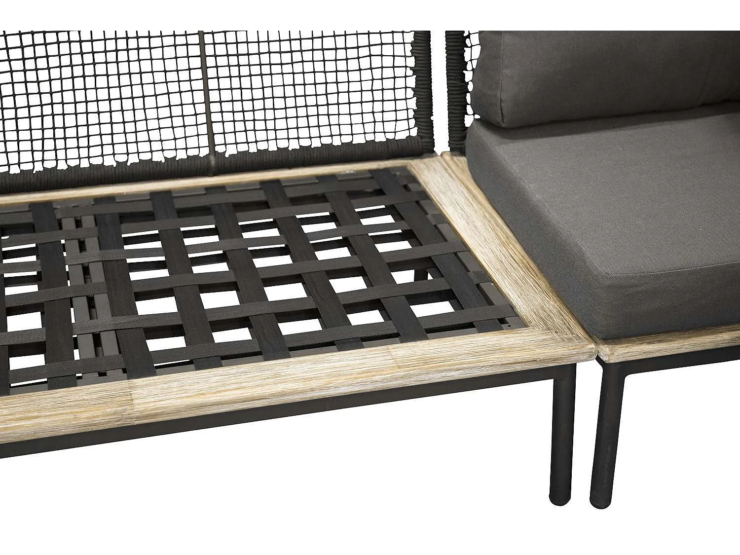 Salon d'Angle de Jardin en Bois "Andorra" 127cm Noir