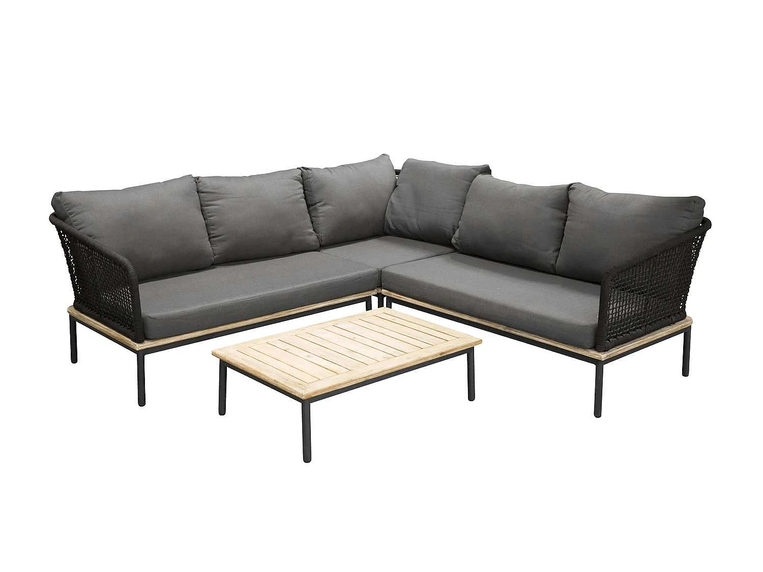 Salon d'Angle de Jardin en Bois "Andorra" 127cm Noir