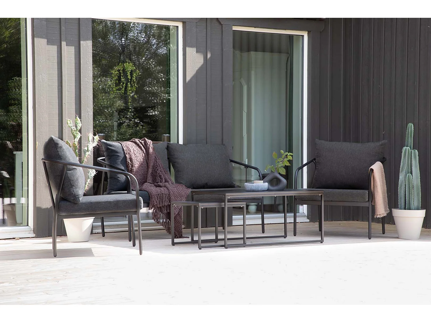 Sopot Lounge-Set 4 Teile schwarz.