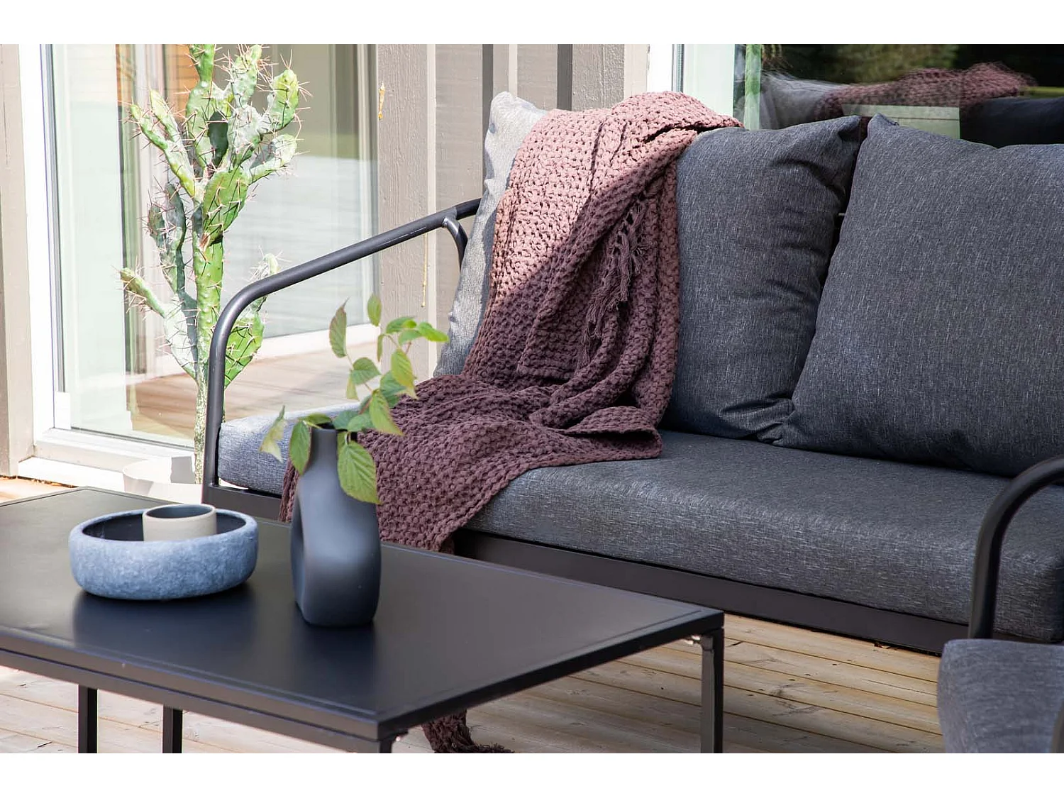 Sopot Lounge-Set 4 Teile schwarz.