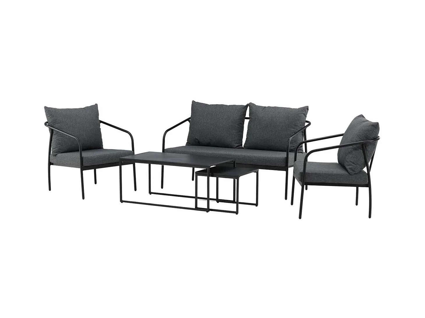 Salon de Jardin en Métal "Sopot" 146cm Noir