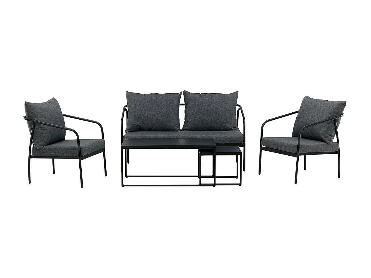 Salon de Jardin en Métal "Sopot" 146cm Noir