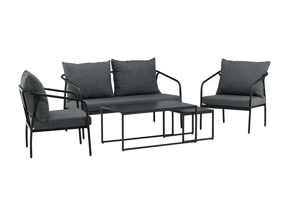 Salon de Jardin en Métal "Sopot" 146cm Noir