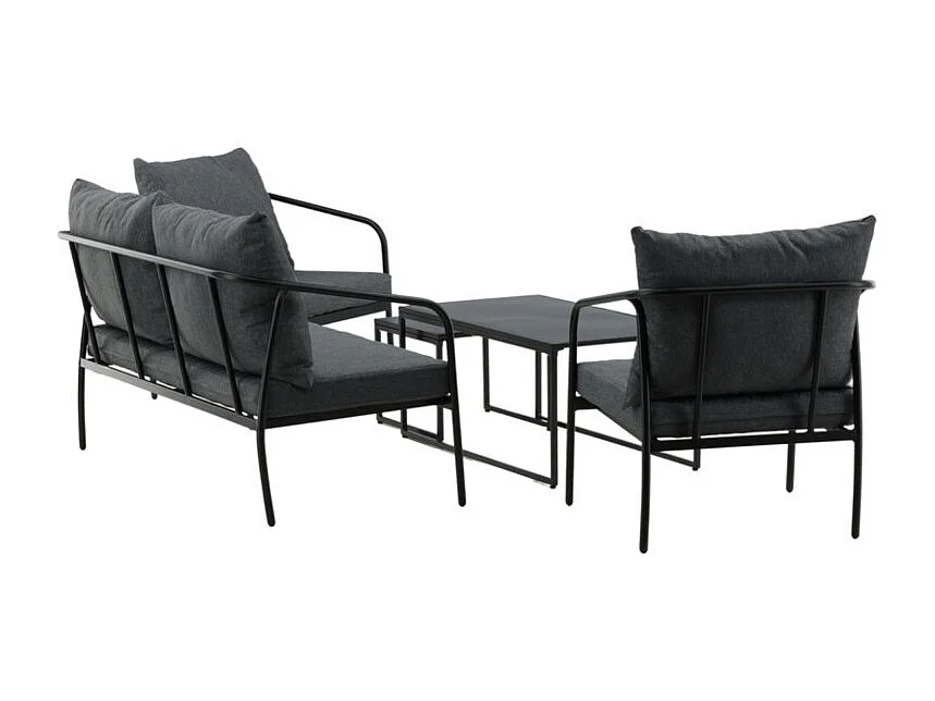 Salon de Jardin en Métal "Sopot" 146cm Noir