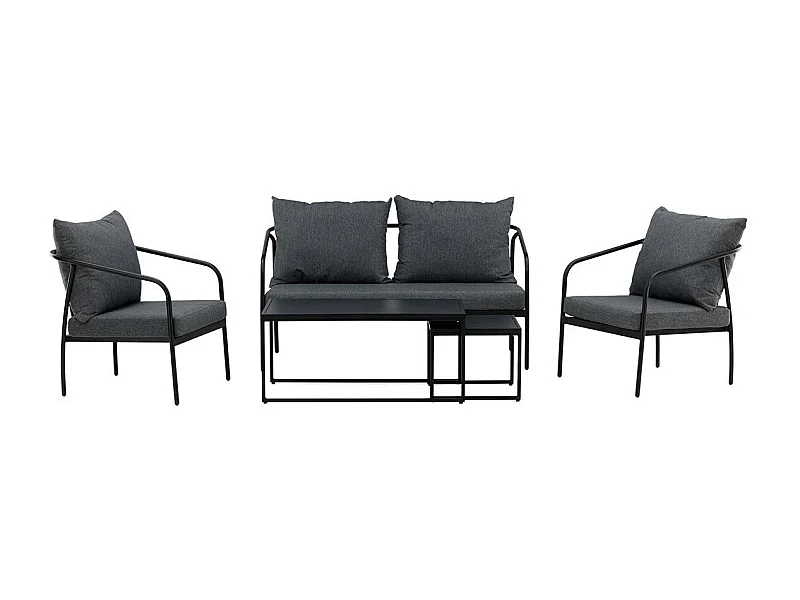 Salon de Jardin en Métal "Sopot" 146cm Noir