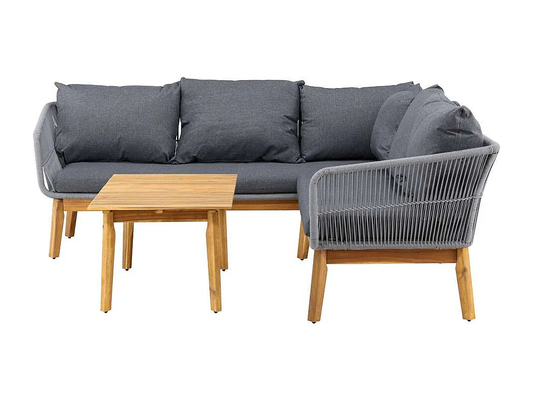 Salon d'Angle de Jardin en Bois "Chania" 210cm Gris