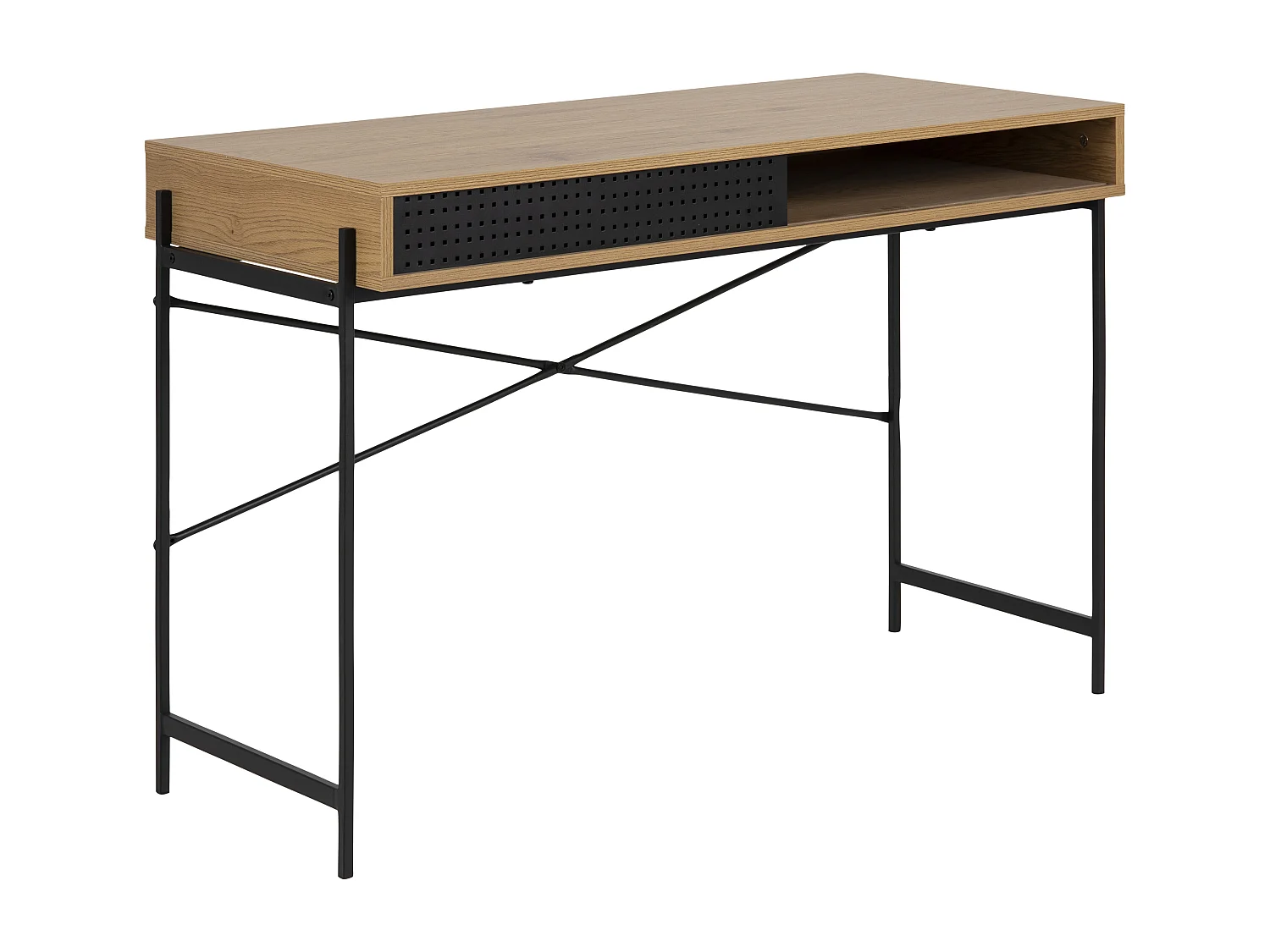 Escritorio Angus con 1 puerta corredera decoración roble.