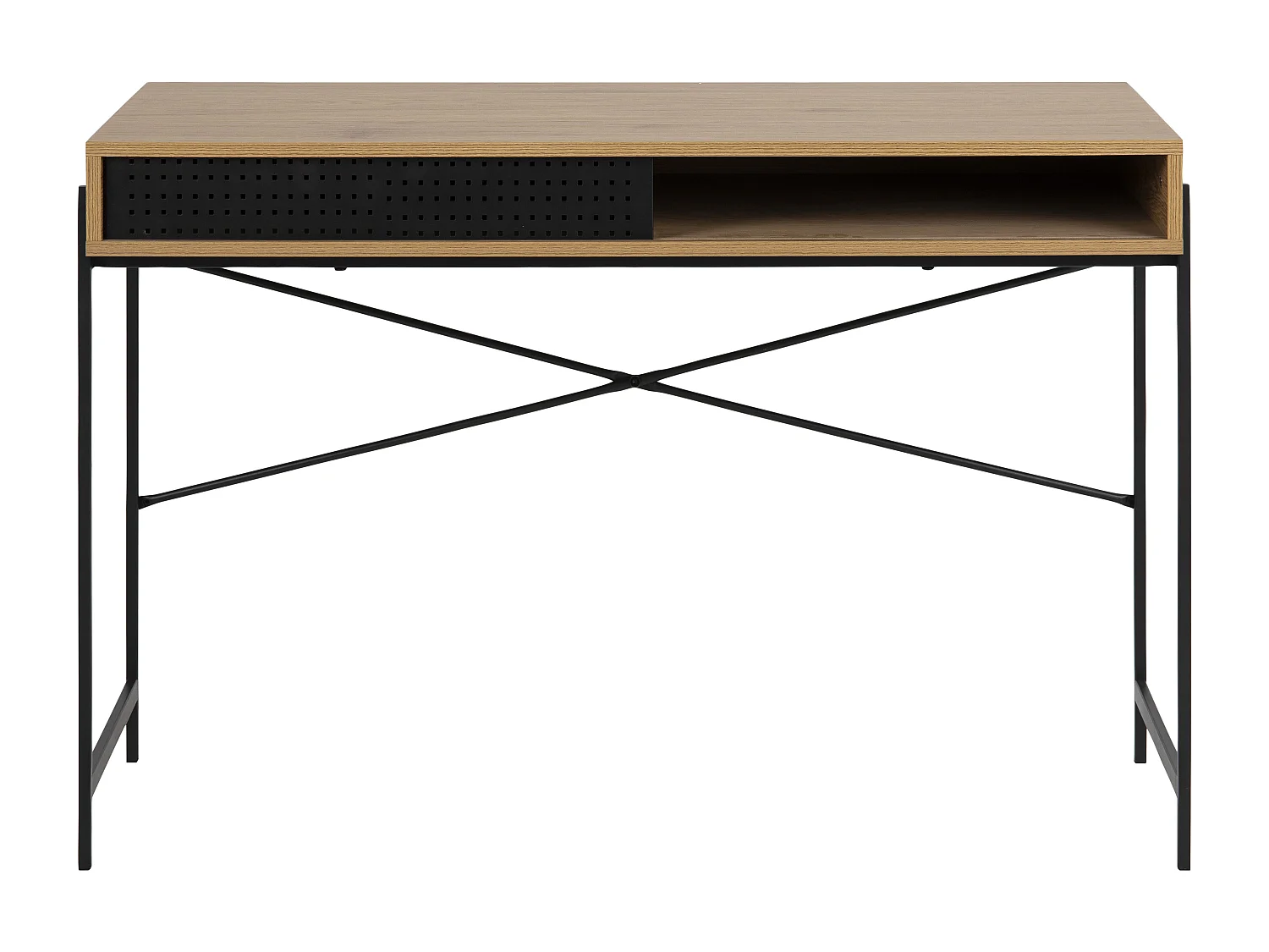 Escritorio Angus con 1 puerta corredera decoración roble.