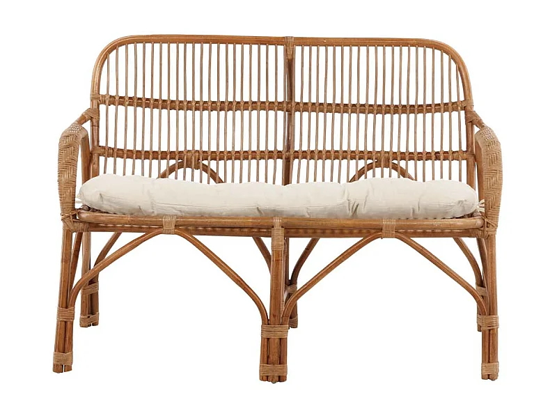 Canapé de Jardin 2 Places en Rotin "Nella" 130cm Naturel