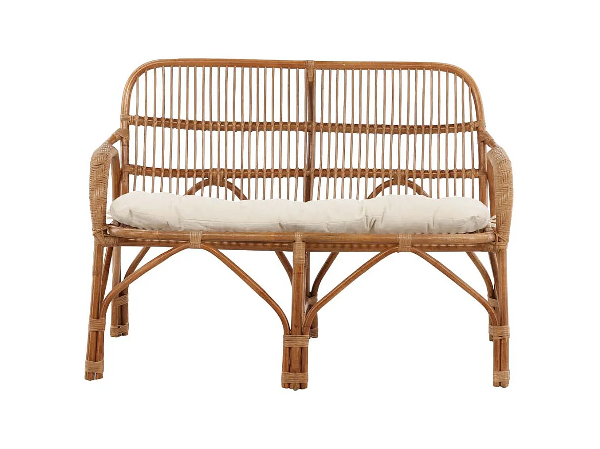 Canapé de Jardin 2 Places en Rotin "Nella" 130cm Naturel