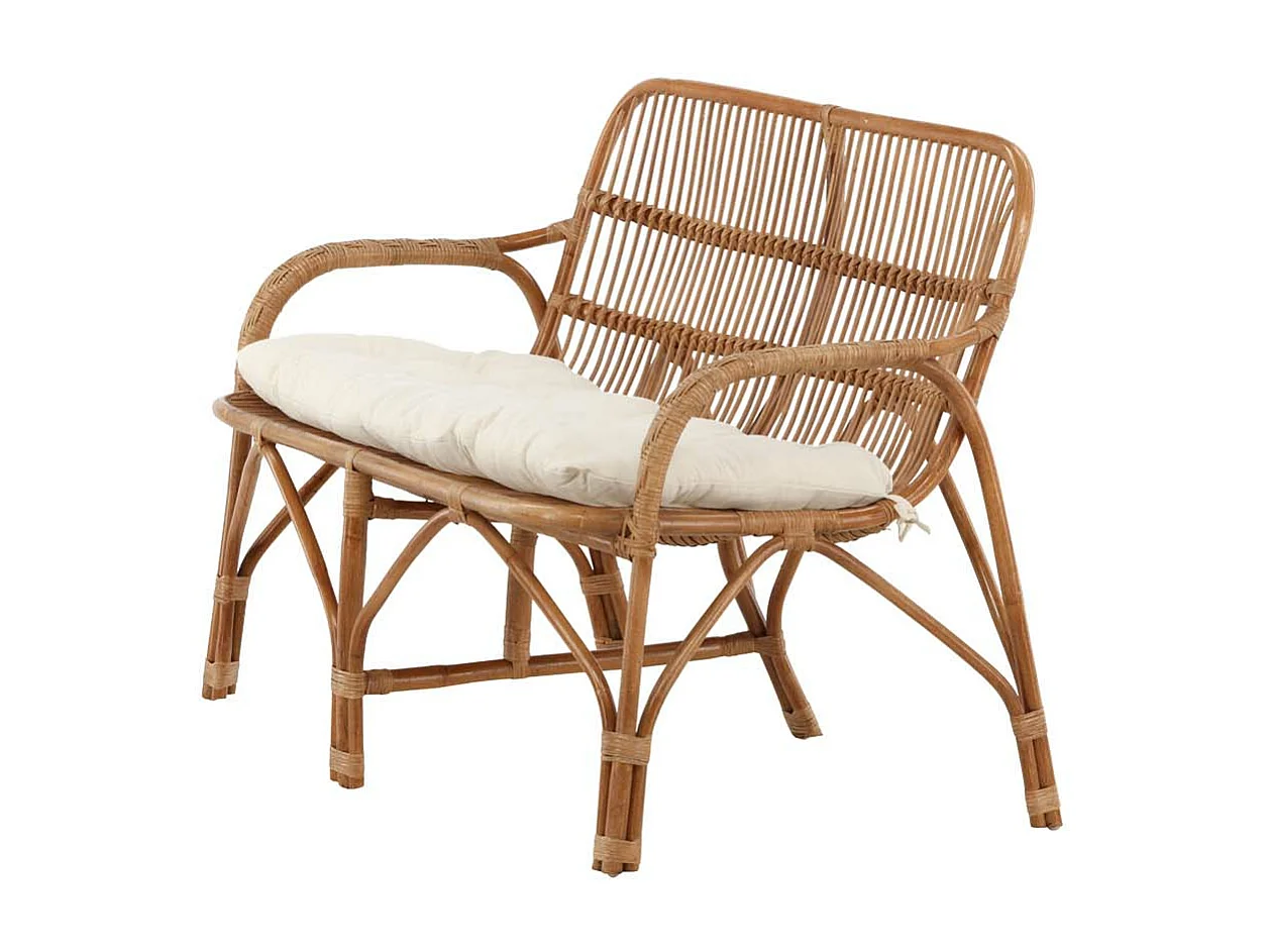 Canapé de Jardin 2 Places en Rotin "Nella" 130cm Naturel