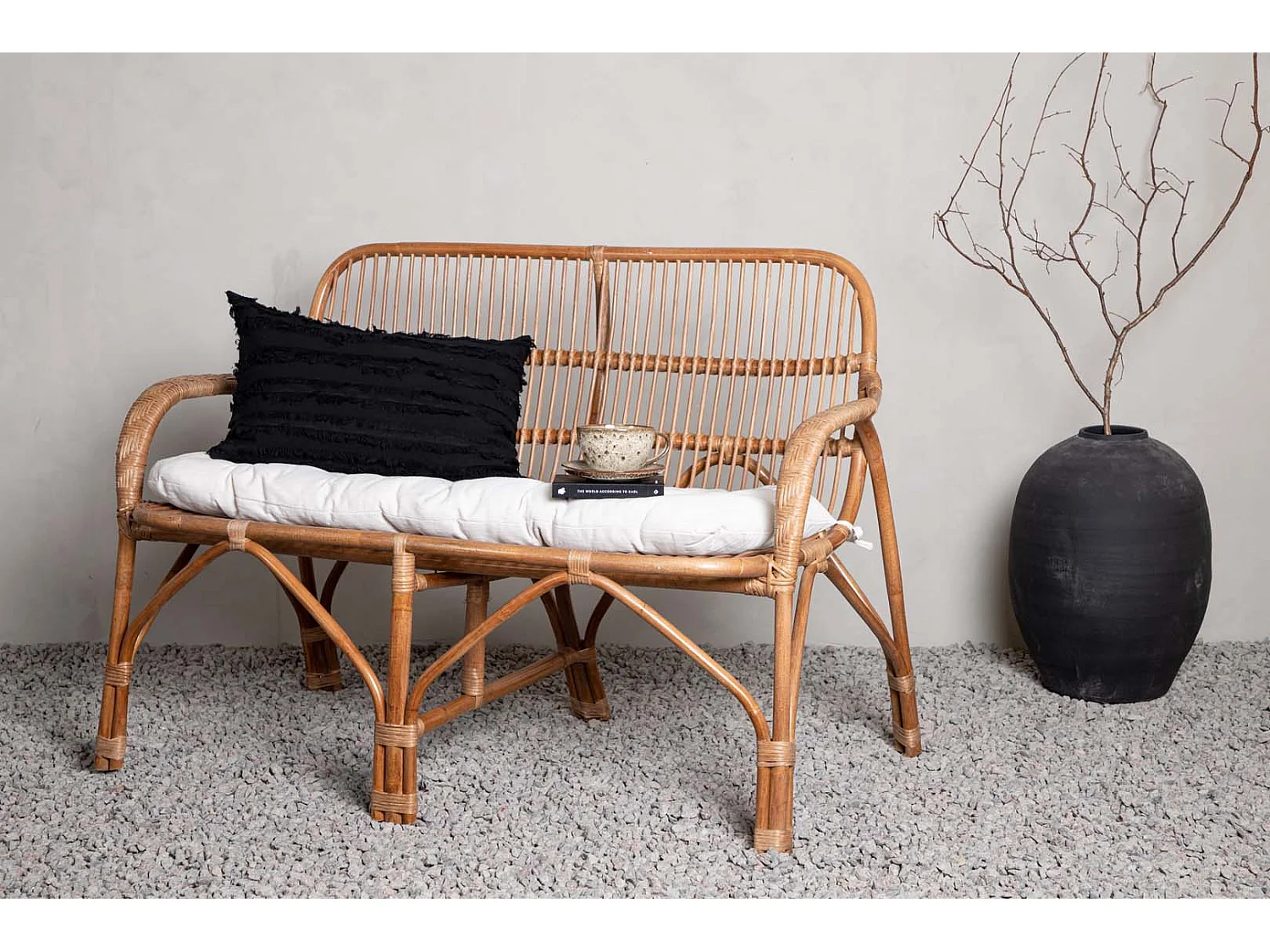 Canapé de Jardin 2 Places en Rotin "Nella" 130cm Naturel