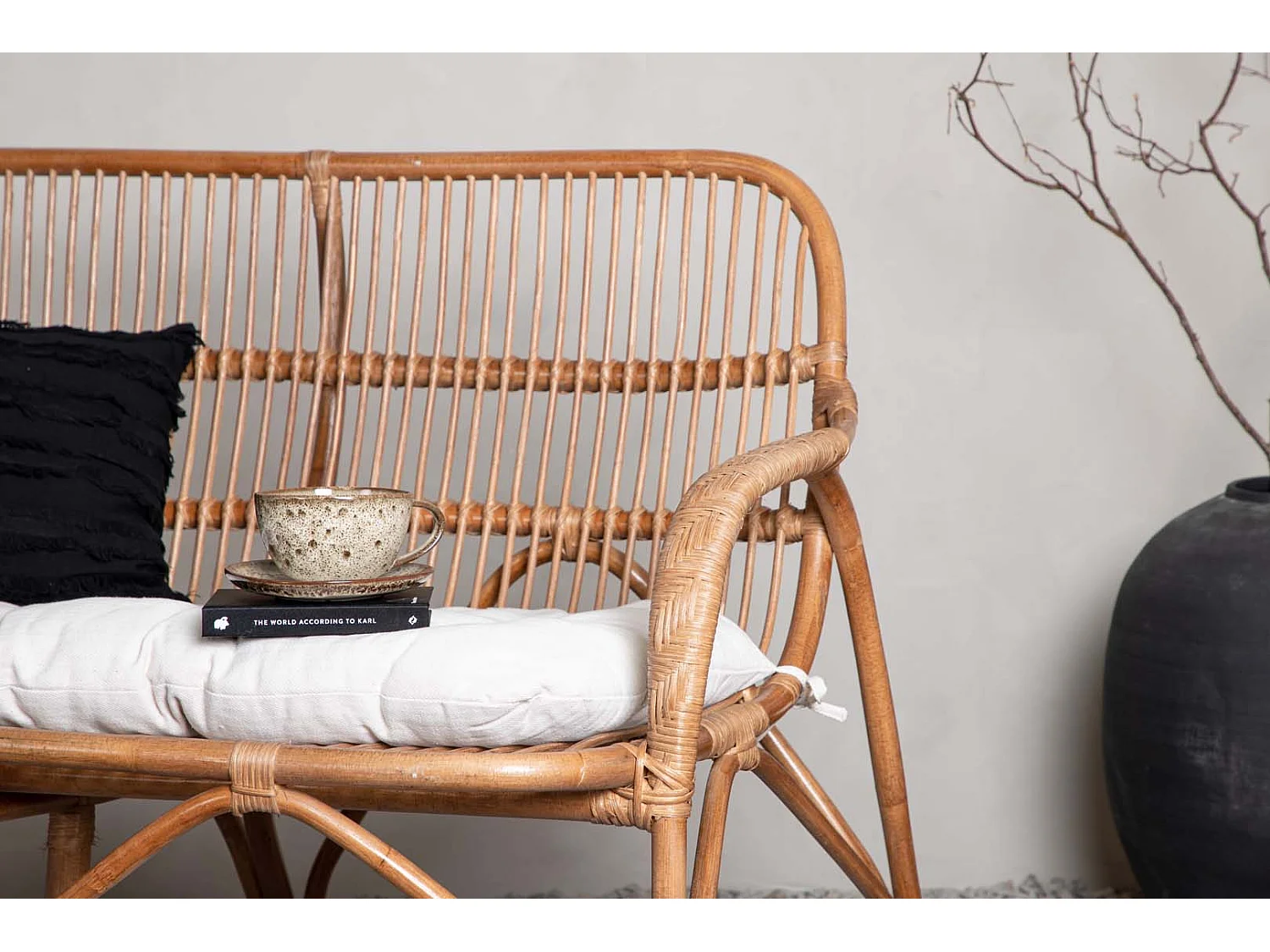 Canapé de Jardin 2 Places en Rotin "Nella" 130cm Naturel