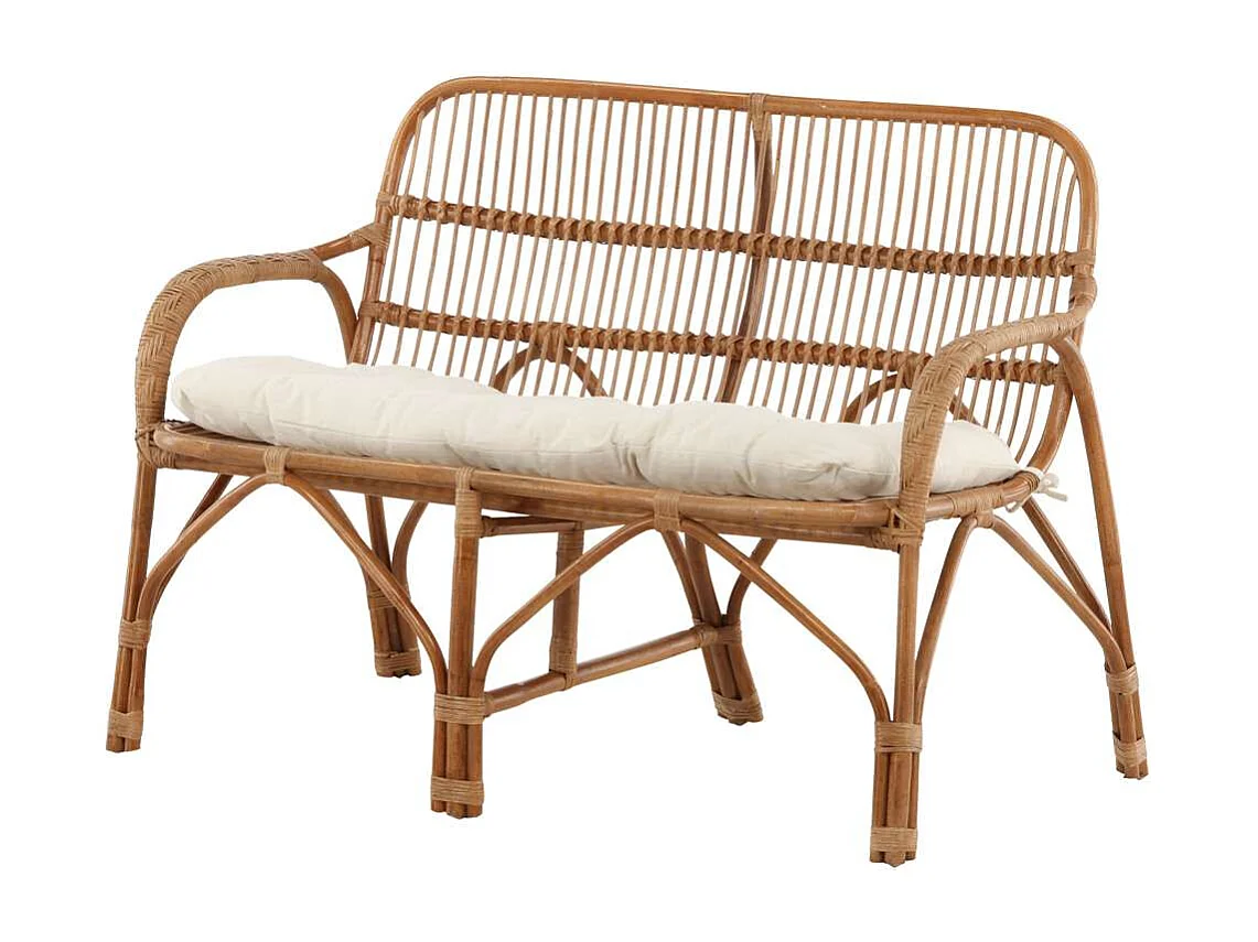 Canapé de Jardin 2 Places en Rotin "Nella" 130cm Naturel