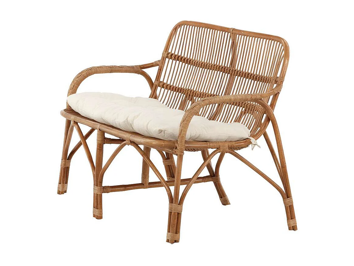 Canapé de Jardin 2 Places en Rotin "Nella" 130cm Naturel