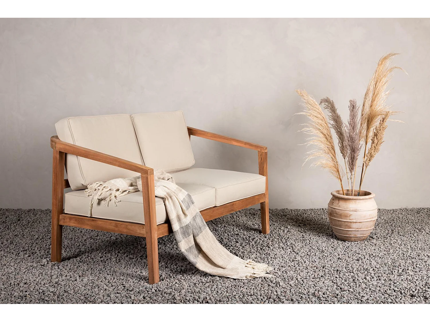 Canapé de Jardin 2 Places en Teck "Kenya" 130cm Naturel