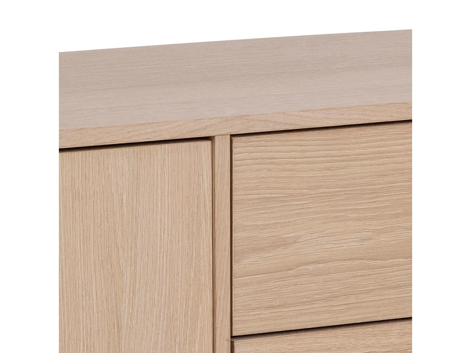 Aston Buffet avec 2 portes et 3 tiroirs, finition chêne, huilé, blanc.