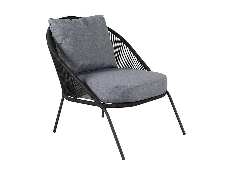 Lindos Chaise longue avec coussin, empilable noir.