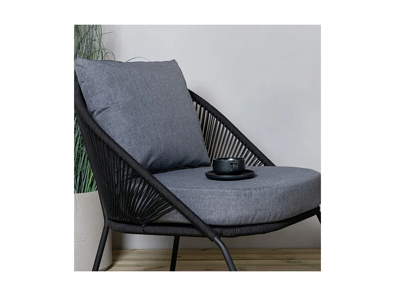Lindos Loungestuhl inkl. Kissen, stapelbar schwarz.