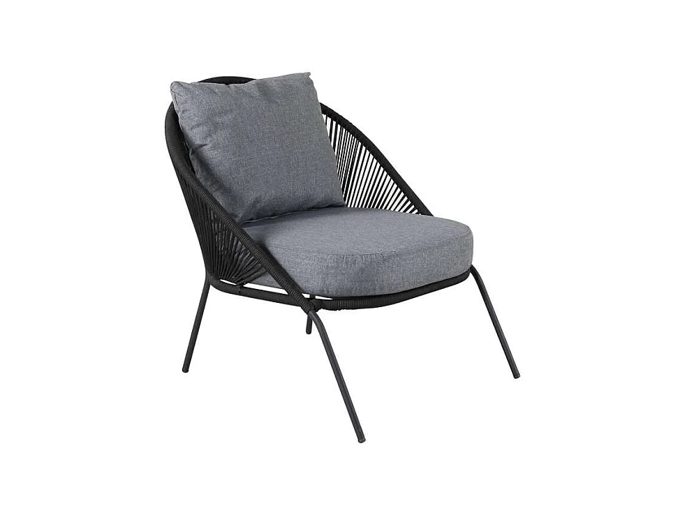 Lindos Loungestuhl inkl. Kissen, stapelbar schwarz.