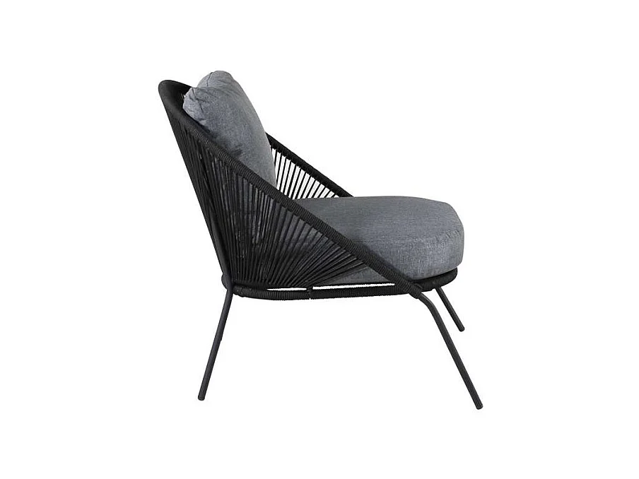 Lindos Loungestuhl inkl. Kissen, stapelbar schwarz.