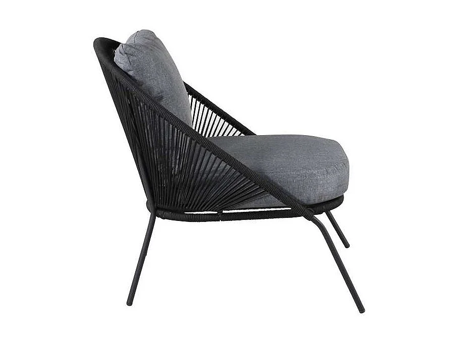 Lindos Chaise longue avec coussin, empilable noir.