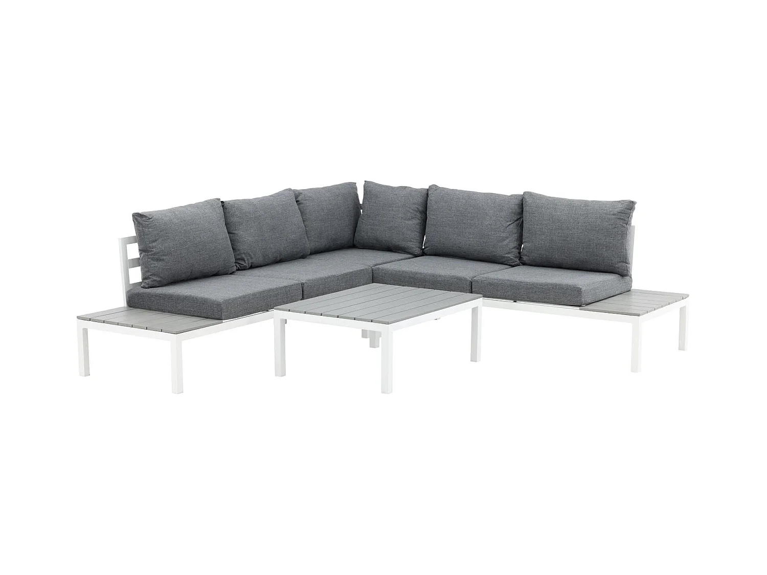 Salon d'Angle de Jardin "Odense" 167cm Blanc & Gris
